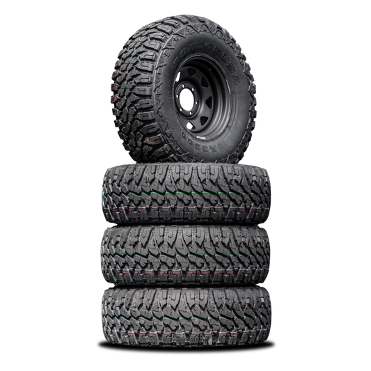 33x12.5 R15LT Mud Tyres + 15” Steelies COMBO