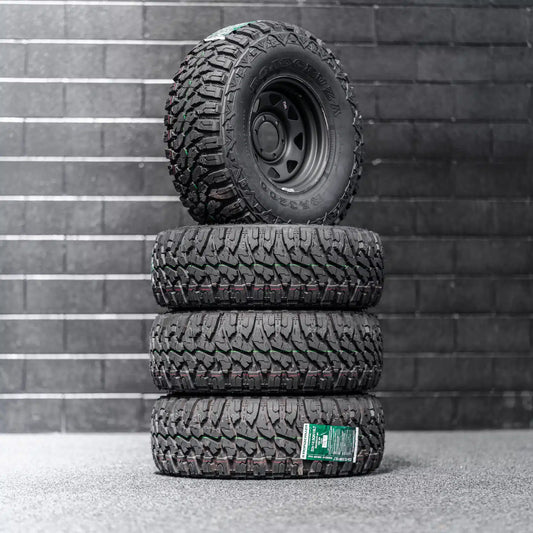 33x12.5 R15LT Mud Tyres + 15” Steelies COMBO